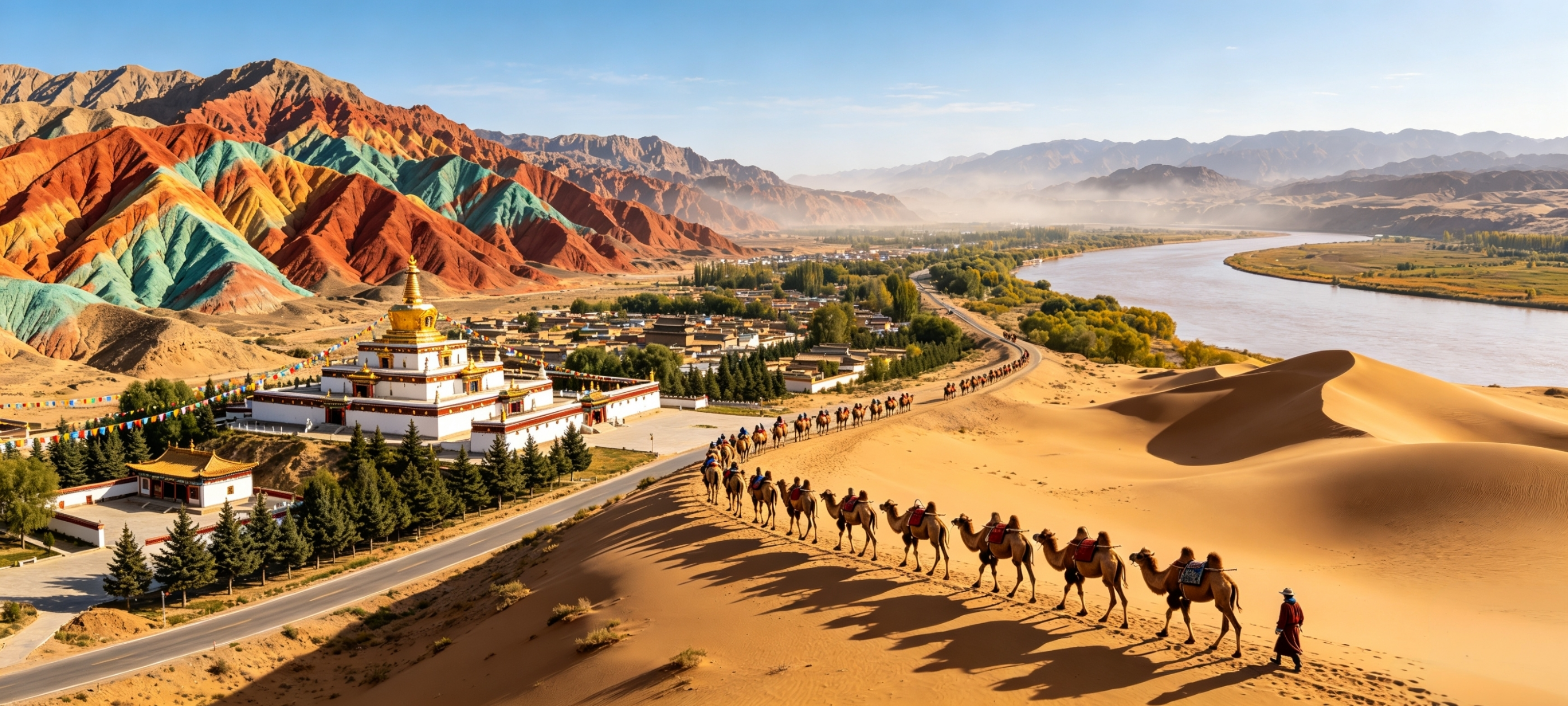 5 Days  Silk Road Scenery Tour-Rainbow Mountain  & Kumbum  Monastery